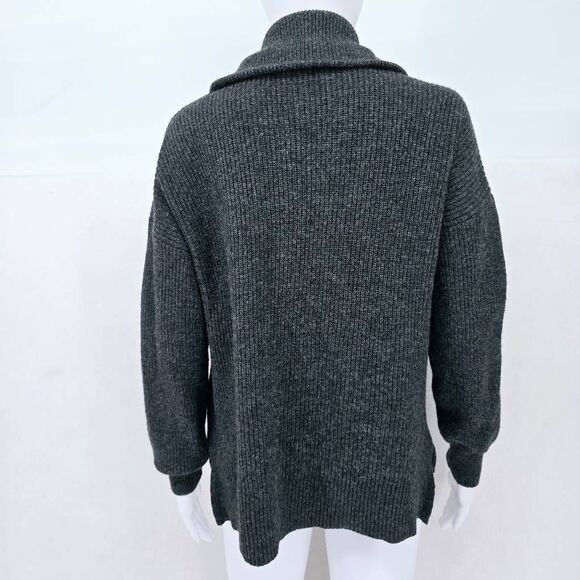 Madewell Women's Oversized Merino Wool Half Zip Pullover Sweater Gray S - Picture 2 of 6